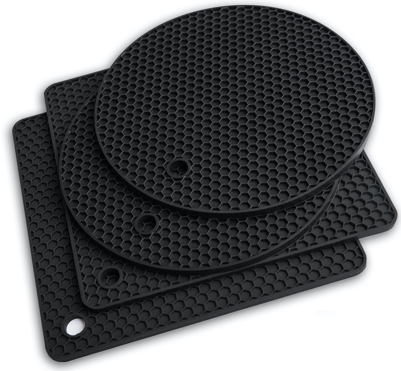 Silicone Trivet Mats – Pot Holders – Drying Mat Our potholders Kitchen  Tools is Heat Resistant to 440°F, Non-Slip Durable Flexible Easy to wash  and Dry and Contains 4 pcs Black by